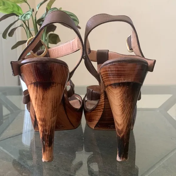 MaxMara Platform Wood Strap Sandals