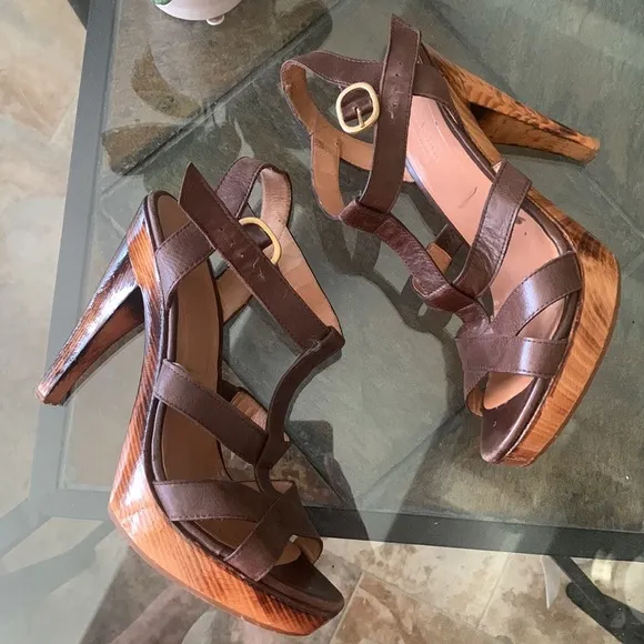 MaxMara Platform Wood Strap Sandals