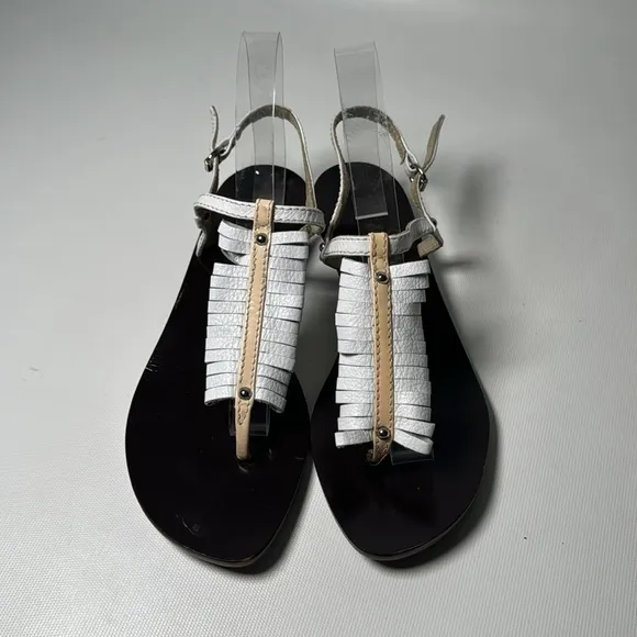 MaxMara T-Strap Leather Sandals - sz 38