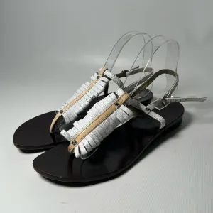 MaxMara T-Strap Leather Sandals - sz 38