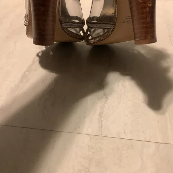 MaxMara Women’s Gold Slip On Ankle Strap Heeled Summer Sandals Size 7.5