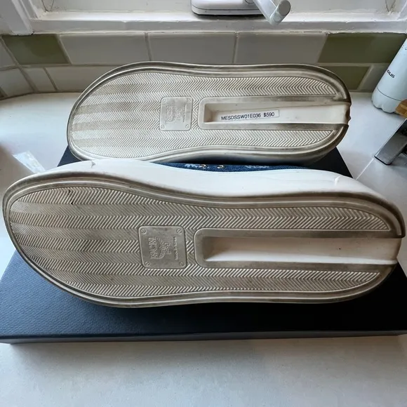 MCM platform denim &amp; leather sneakers