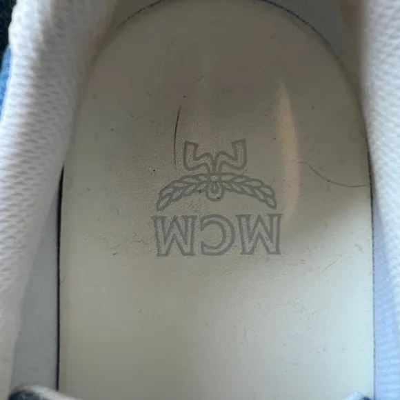 MCM platform denim &amp; leather sneakers