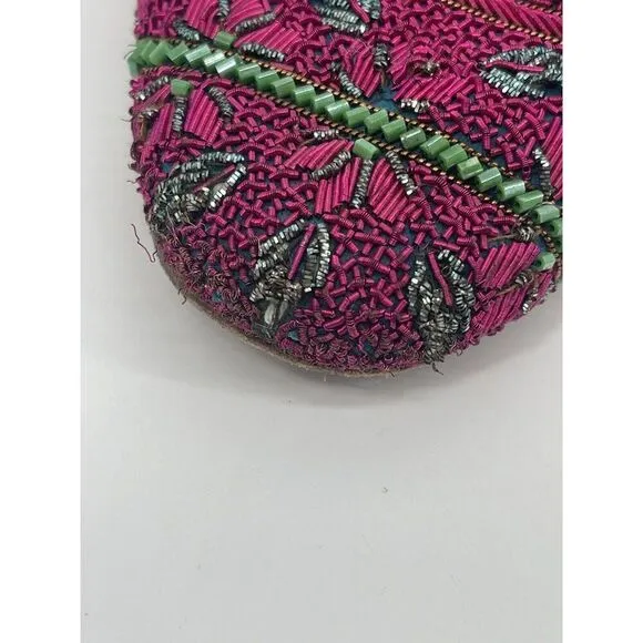 Meher Kakalia Pink Embroidered Beaded Slide Flats Mules Womens Size 36 EU 6 US