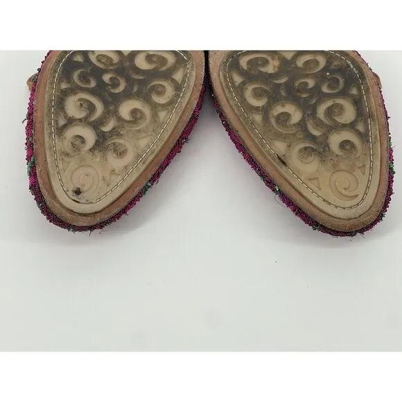 Meher Kakalia Pink Embroidered Beaded Slide Flats Mules Womens Size 36 EU 6 US