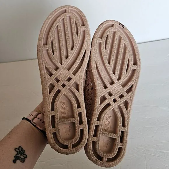 Melissa Camilla x Jason Wu Fruit Scent Woven Open Toe Pink Jelly Flats Women's 7