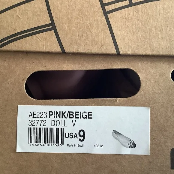 Melissa Doll V Ballet Flat Pink Beige Size 9 New In Box