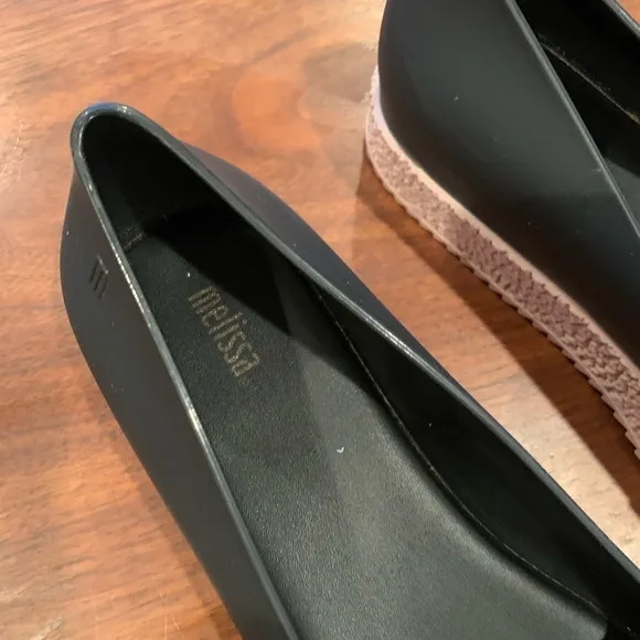 MELISSA Peep Toe Black Jelly Chunky Women’s Flats Size 9.5