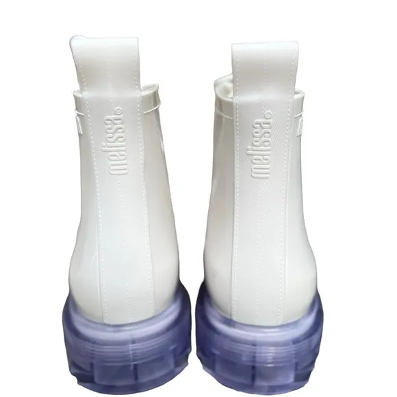 Melissa Women's White Coturno Transparent Lace-up Combat Boots Size 7