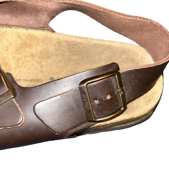 Men Birkenstock Betula Brown Back Strap Leather Sandals size 10