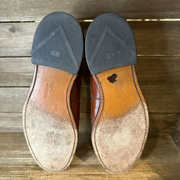 Mens Allen‎ Edmonds Cody Brown Leather Woven Tassel Fringe Loafers Size 10 D GUC