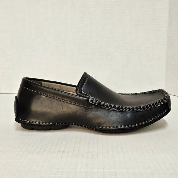 Men's Black Leather Steve Madden Novo Slip On‎ Driving Loafers Size 8