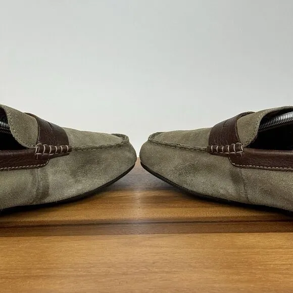 Mens Born Taupe Brown Suede Casual Driving Moc Toe Penny Loafers Size 10.5 D GUC