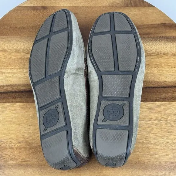 Mens Born Taupe Brown Suede Casual Driving Moc Toe Penny Loafers Size 10.5 D GUC