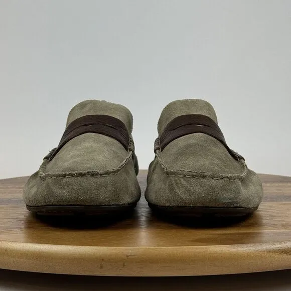 Mens Born Taupe Brown Suede Casual Driving Moc Toe Penny Loafers Size 10.5 D GUC