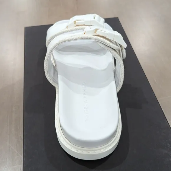 Mens Bottega Veneta Dual Strap Sandals Optic White