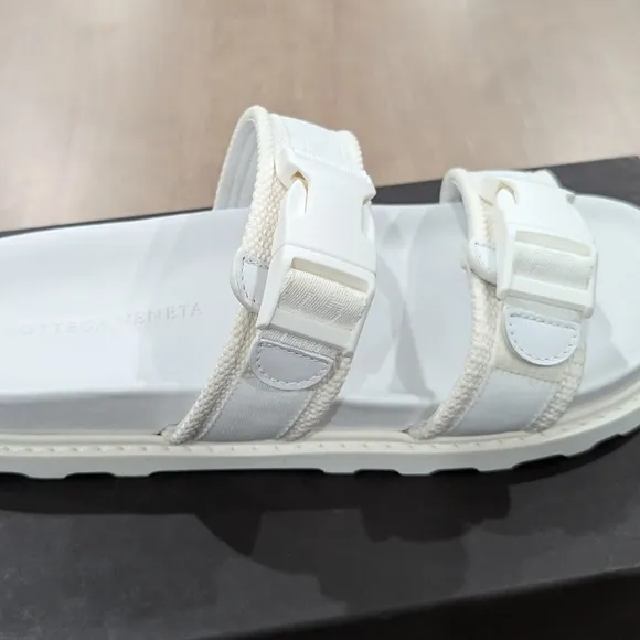 Mens Bottega Veneta Dual Strap Sandals Optic White