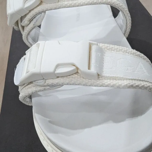 Mens Bottega Veneta Dual Strap Sandals Optic White