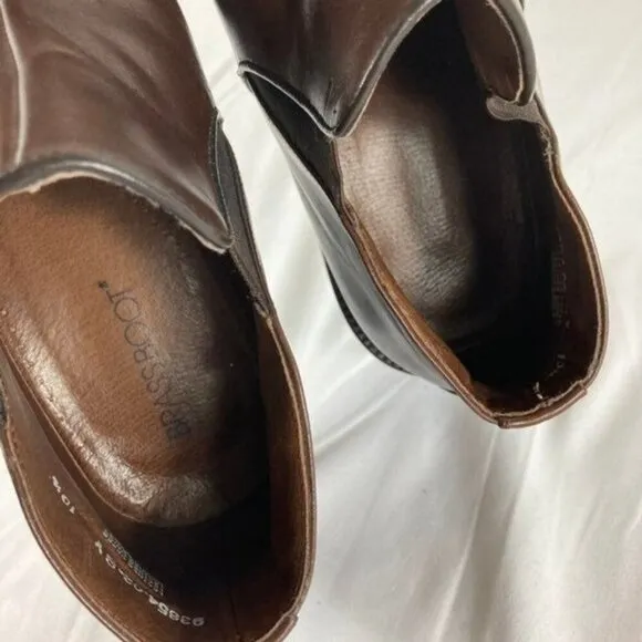 Mens Brass Boots Ankle Chelsea Square Toe Leather Brown 10.5