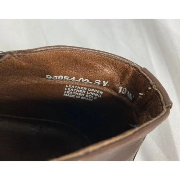 Mens Brass Boots Ankle Chelsea Square Toe Leather Brown 10.5