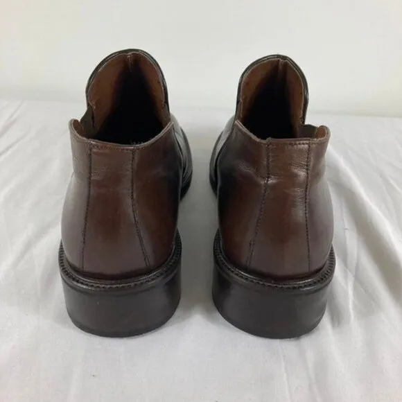 Mens Brass Boots Ankle Chelsea Square Toe Leather Brown 10.5