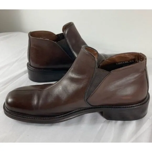 Mens Brass Boots Ankle Chelsea Square Toe Leather Brown 10.5
