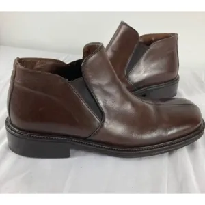Mens Brass Boots Ankle Chelsea Square Toe Leather Brown 10.5