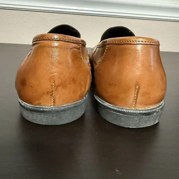 Men's Brown‎ Leather Woven Duke Haband Shoes Size 10 3E Huarache Slip On Loafers