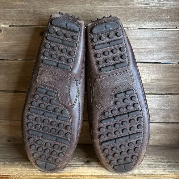 Mens Cole‎ Haan Brown Leather Casual Comfort Driving Penny Loafers Shoes Size 11