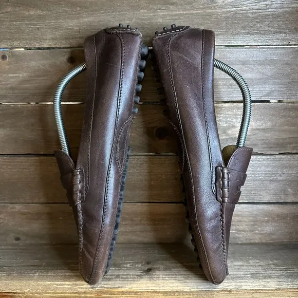 Mens Cole‎ Haan Brown Leather Casual Comfort Driving Penny Loafers Shoes Size 11