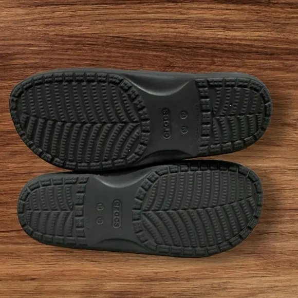 Men’s CROCS Classic Slides / Sandals Black with Removable Jibbitz, SZ 12.