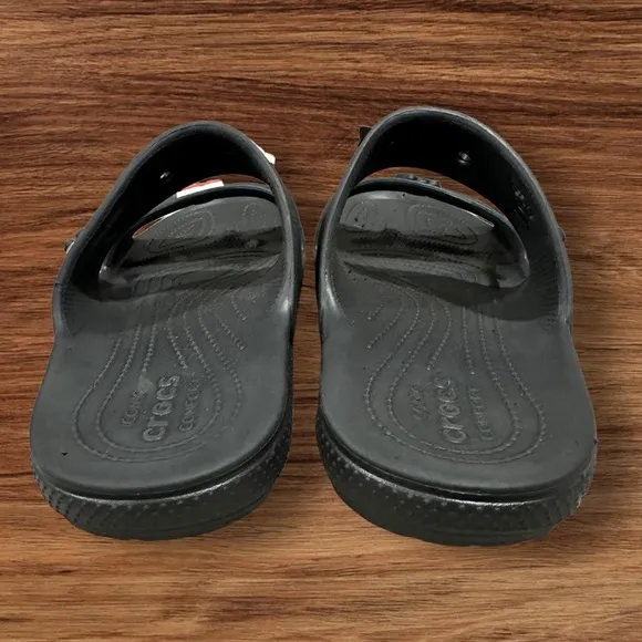 Men’s CROCS Classic Slides / Sandals Black with Removable Jibbitz, SZ 12.