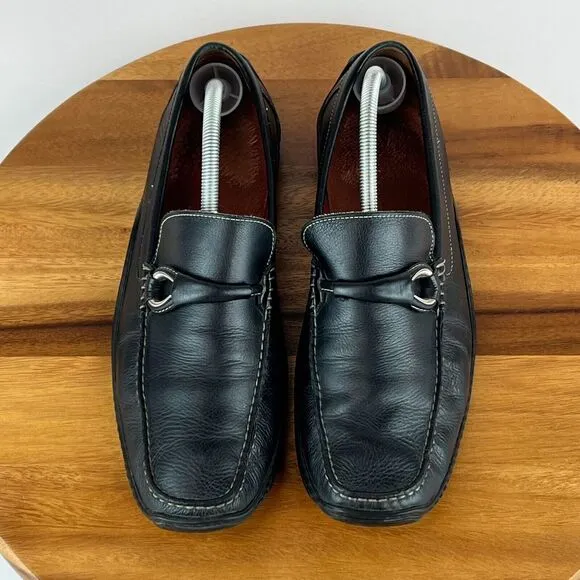 Mens Donald Pliner Black Leather Horsebit Driving Shoes Loafers Size 10.5‎ M GUC