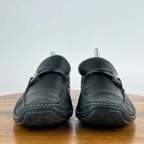 Mens Donald Pliner Black Leather Horsebit Driving Shoes Loafers Size 10.5‎ M GUC