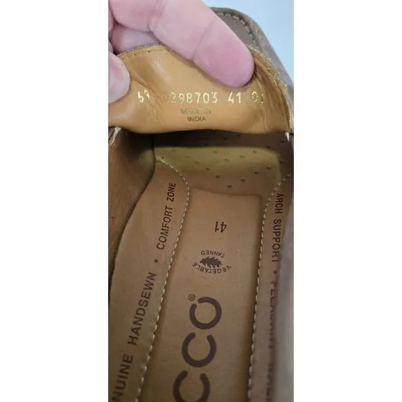 Mens Ecco Classic Driving Shoe Loafer EU 41 US  8.5 Brown Leather Comfort