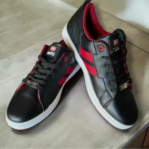 Men’s Ecko Unltd. Black &amp; Red Low-Top Streetwear Laced Leather‎ Sneakers