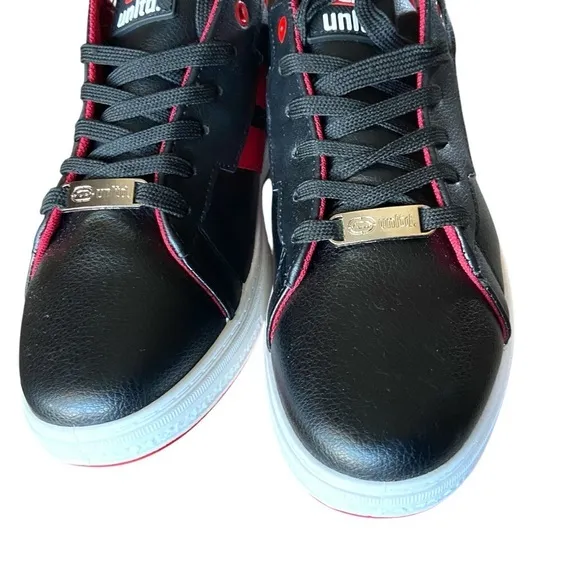 Men’s Ecko Unltd. Black &amp; Red Low-Top Streetwear Laced Leather‎ Sneakers