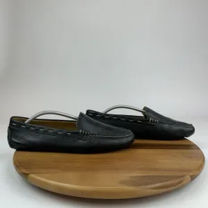 Mens Martin Dingman Black Leather Casual Plain Moc Toe Driving Loafers Size 12 M