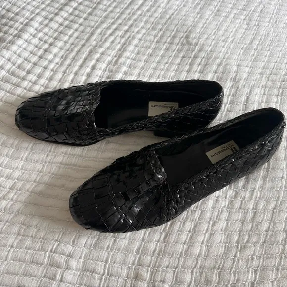 Men’s Moreschi Leather Black Woven Flat Loafers - Made in Italy, Designer! 10.5