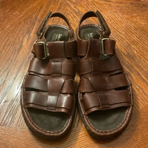 Men’s Timberland Quality Smart Comfort System Brown Genuine Leather Sandals!