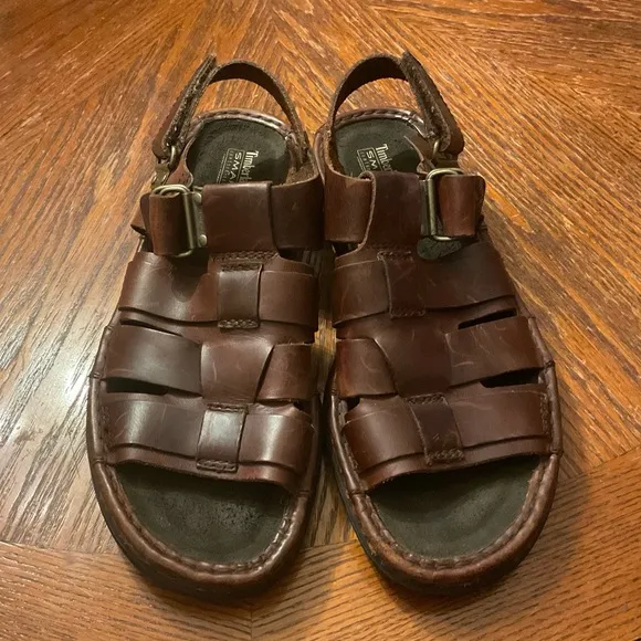 Men’s Timberland Quality Smart Comfort System Brown Genuine Leather Sandals!