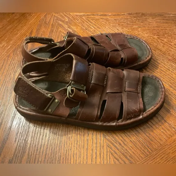 Men’s Timberland Quality Smart Comfort System Brown Genuine Leather Sandals!