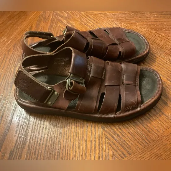Men’s Timberland Quality Smart Comfort System Brown Genuine Leather Sandals!