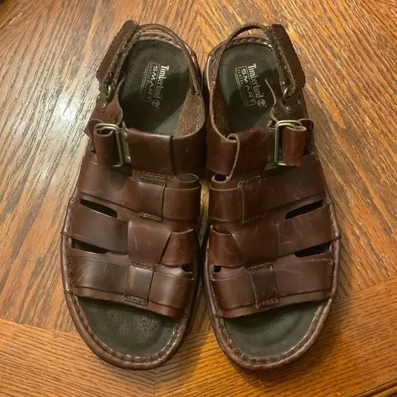 Men’s Timberland Quality Smart Comfort System Brown Genuine Leather Sandals!