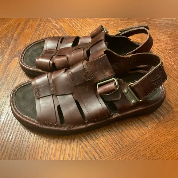 Men’s Timberland Quality Smart Comfort System Brown Genuine Leather Sandals!