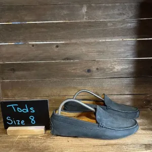 Mens Tods Navy Blue Nubuck Leather Slip On Driving Shoes‎ Loafers Size 8 M GUC