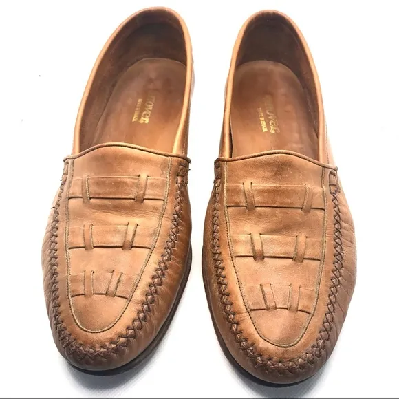 MEN'S VINTAGE 1980 TAN HANOVER LEATHER LOAFERS (8.5)