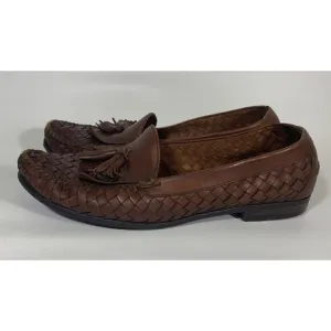Mens Vintage Cole Haan Resort Woven Leather Loafers 12M Brown Fair Cond