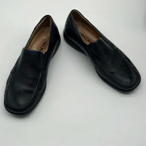 Mephisto Black Leather Square Toe Driving Loafers Men Size 10 BLEMISH