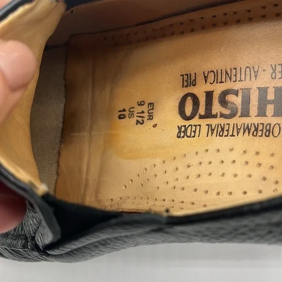 Mephisto Black Leather Square Toe Driving Loafers Men Size 10 BLEMISH